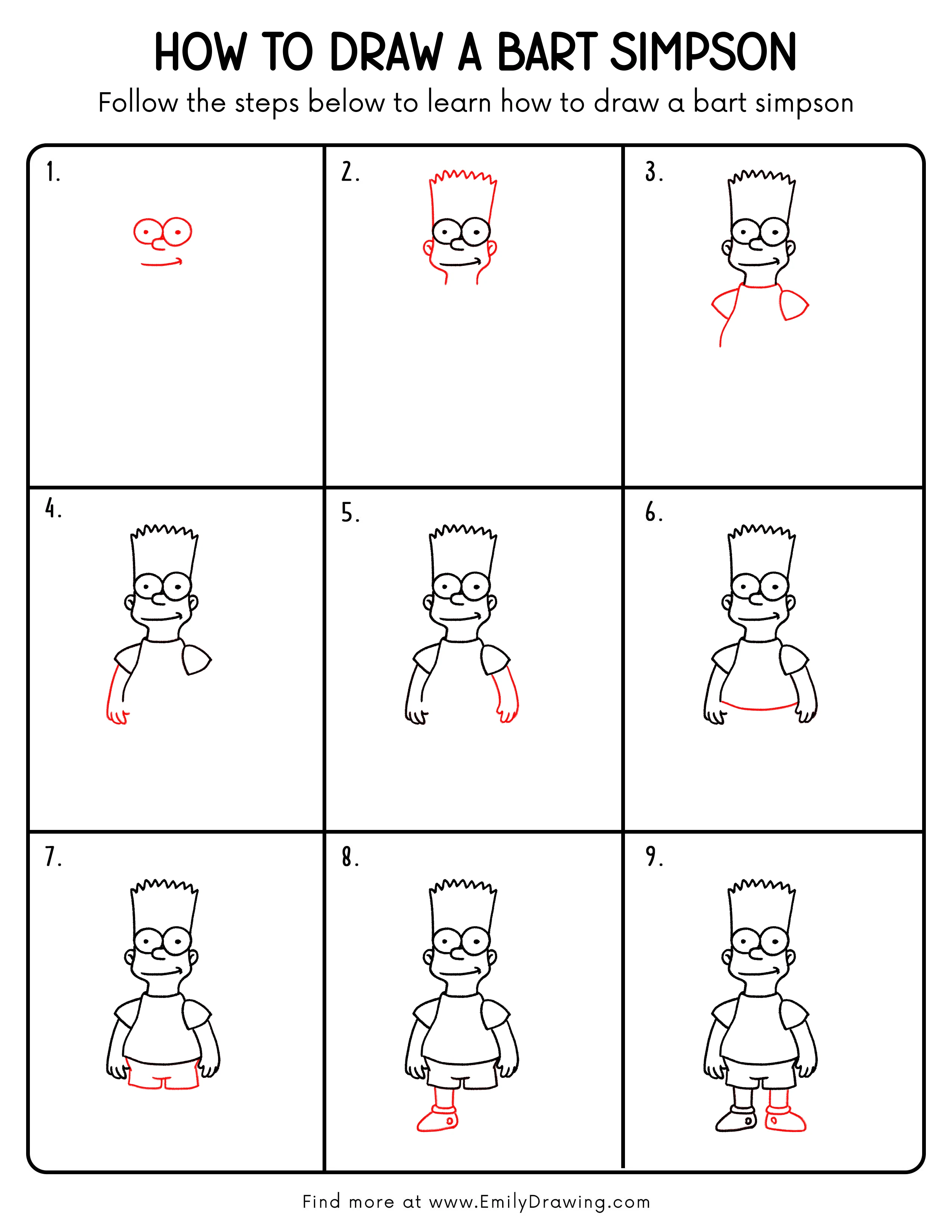 Printable Bart Simpson Drawing Guide